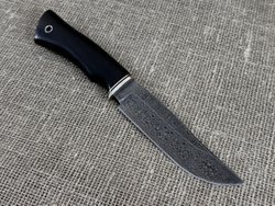 Нож "Носорог", дамасская сталь, рукоять черный граб мореный