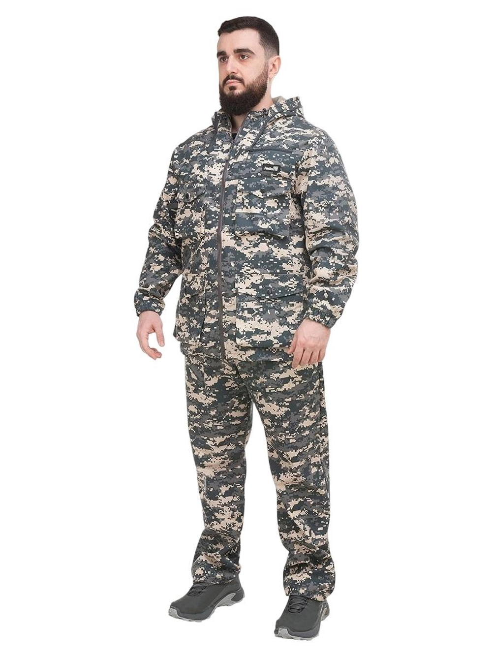 Костюм летний противомоскитный Helios Тайфун, серый пиксель, 60-62/182-188