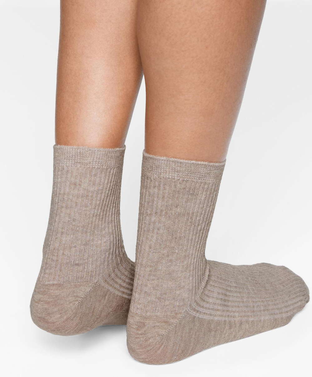 Oysho 5 пар хлопковых классических носков, песочный меланж