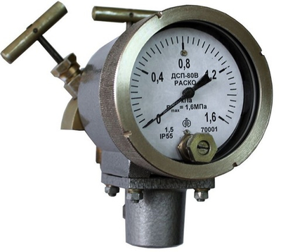 Дифманометр ДСП-80В-РАСКО 4кПа-1,6МПа, кл.т.1,5 (в комплекте с вентильным блоком)
