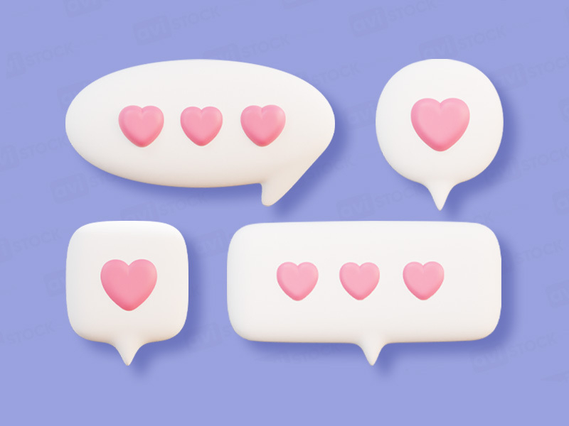 3D иконка сообщения с сердцем