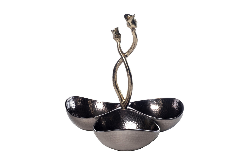 Менажница декоративная Бутоны Garda Decor 25x23x24см с тремя чашами