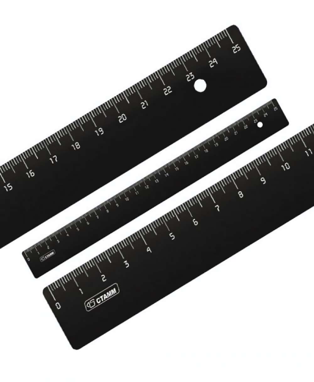 Линейка черная 25см (Стамм )