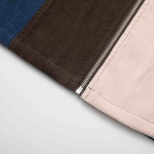 Рубашка Velvet Color block Zip Коричневая/Синяя/Розовая - фото 8