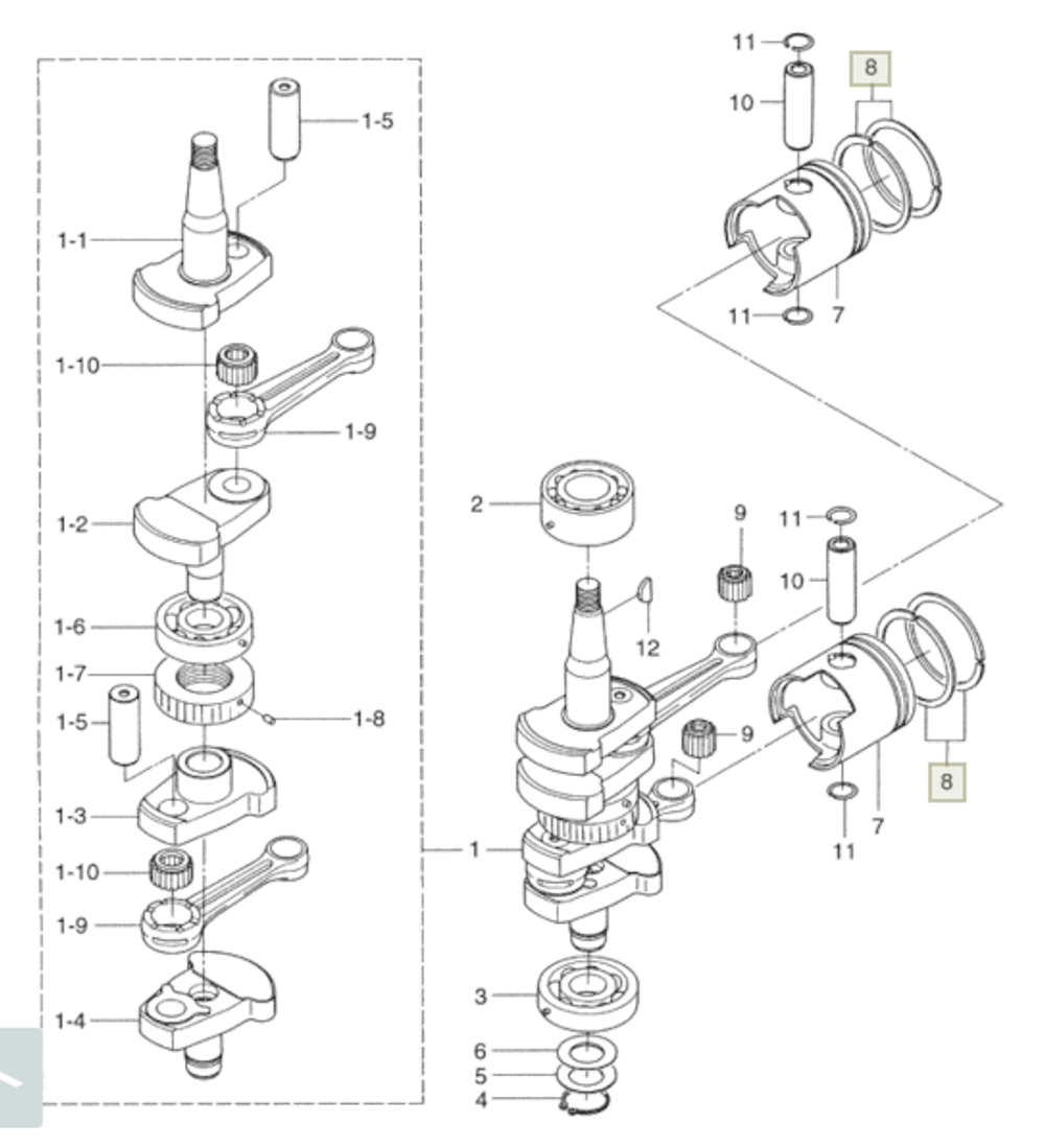 Кольца поршневые Tohatsu 30-50лс STD (оригинальный арт. 346-00011-0)