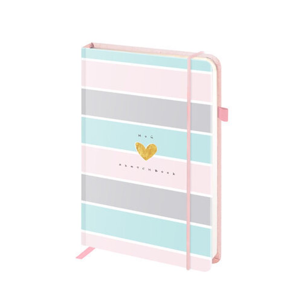 Скетчбук, слоновая кость 140 г/м2, 130х210 мм, 80 л., софт-тач, резинка, BRAUBERG ART CLASSIC, "Polo style", 116468