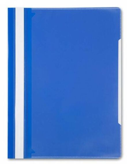Скоросшиватель с прозрачным верхом А4, пластик 180мкм, карман-дисплей А4, Бюрократ, синий