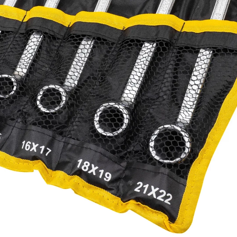 Ключи накидные, отогнутые на 75град., набор 8пр. (6х7, 8х9, 10х11, 12х13, 14х15, 16х17, 18х19, 21х22мм) WMC TOOLS WMC-5088P