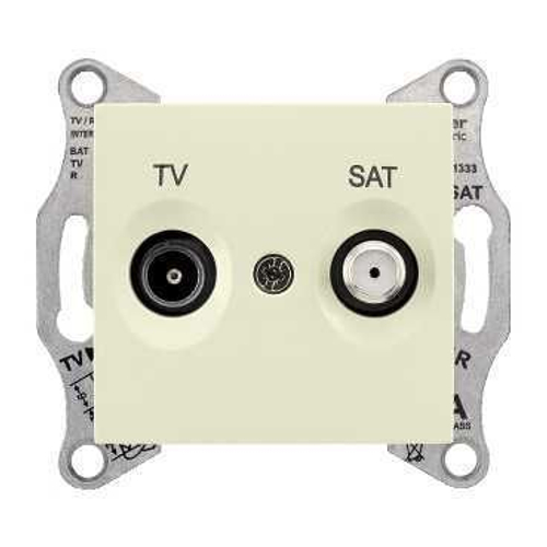Розетка телевизионная TV/SAT проходная с/у, механизм SEDNA бежевый Schneider Electric (10 шт.)