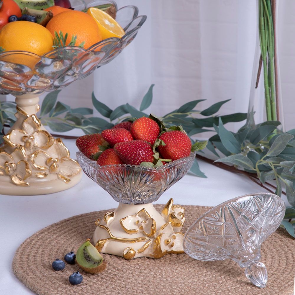 Сахарница стеклянная с крышкой Орхидея Лайм Айвори