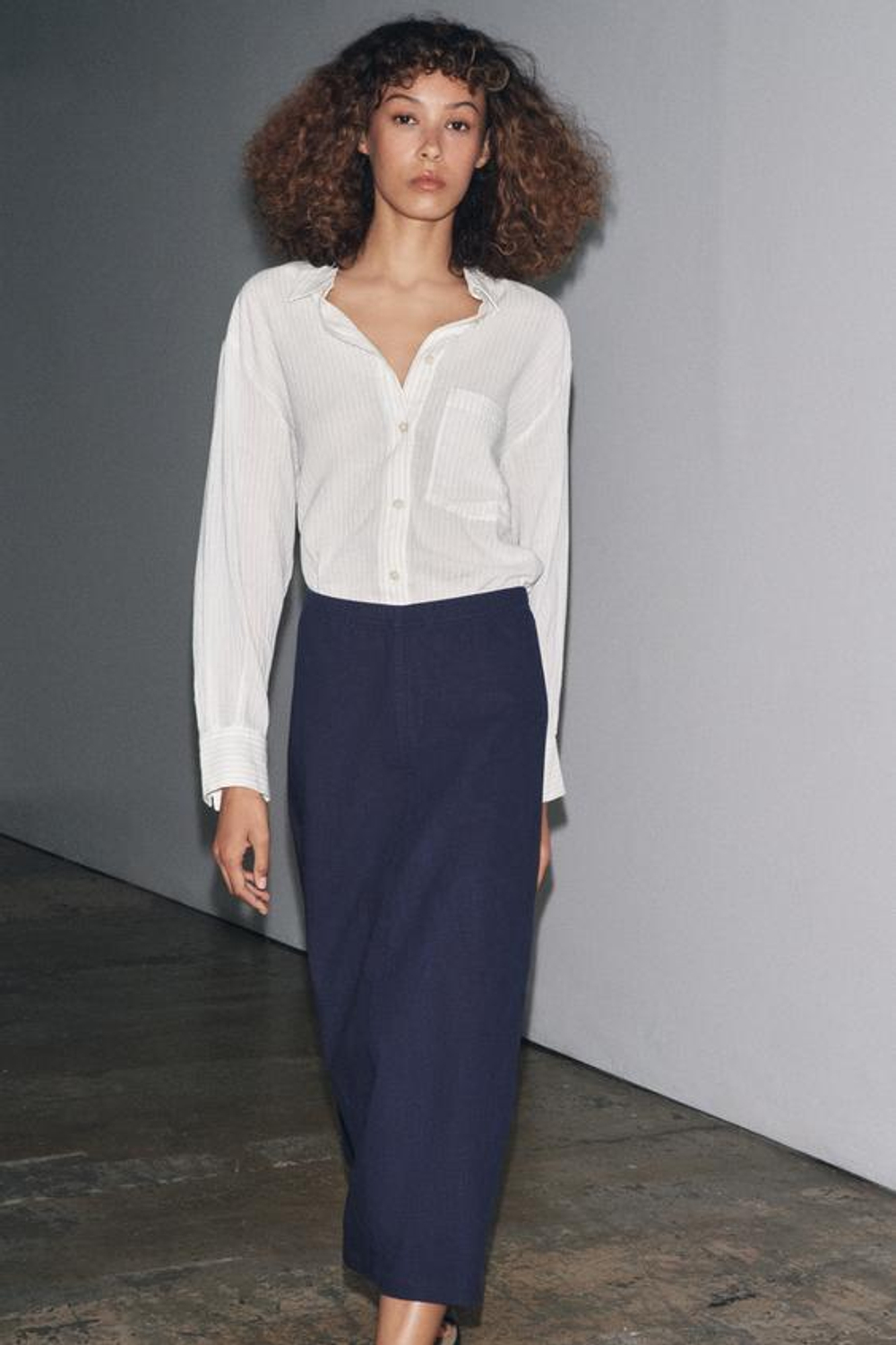 ZARA ЮБКА МИДИ — LIMITED EDITION, МОРСКОЙ СИНИЙ