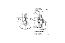Смеситель для ванны GROHE BauLoop скрытого монтажа, в комплекте с монтажной частью, хром 29041000