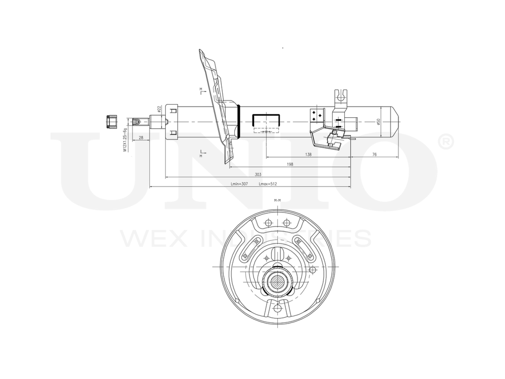 Амортизатор газовый передней подвески левый UNIO SAB-10370