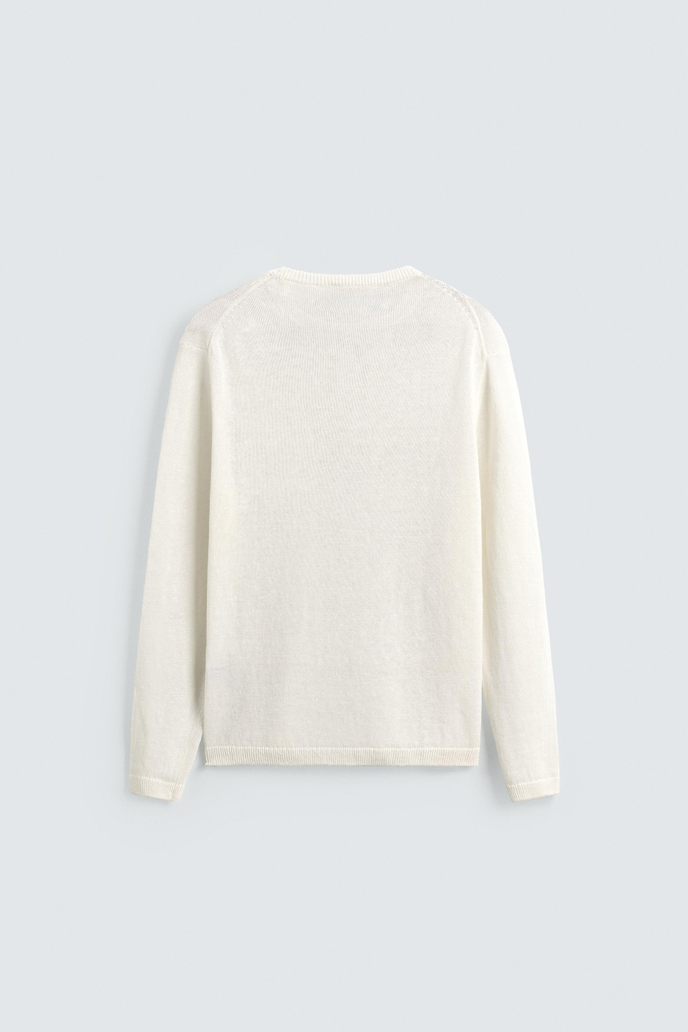 ZARA СВИТЕР КЛАССИЧЕСКОГО КРОЯ ИЗ 100% ЛЬНА, ЭКРЮ
