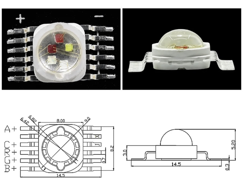 Светодиод RGBWA (15w, 12pin)