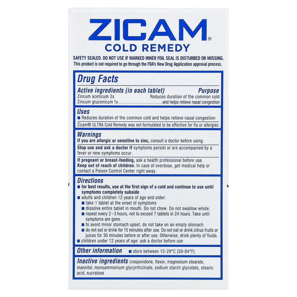 Zicam, Ultra Cold Remedy, RapidMelts®, апельсиновый крем, 18 быстрорастворимых таблеток
