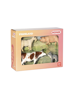 Фигурка KONIK набор животных фермы: козел, овца, осел, корова