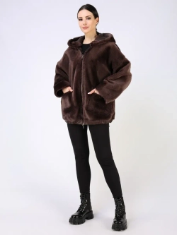 Дубленка зимняя двухсторонняя шуба с капюшоном