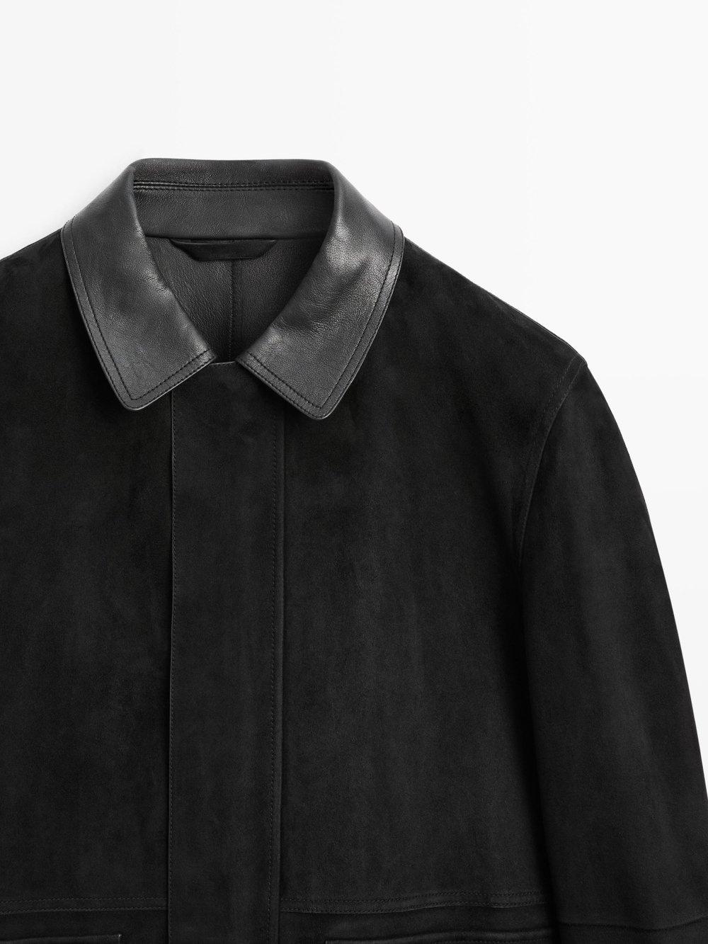 Massimo Dutti Замшевая куртка с карманами, черный