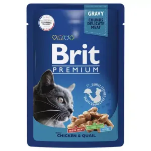 Набор паучей для кошек Brit Premium, Мясное меню в соусе, 14 шт х 85г