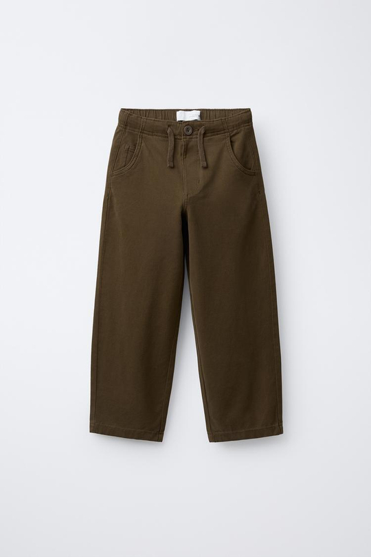 ZARA МЯГКИЕ БРЮКИ С ДЕКОРАТИВНОЙ СТРОЧКОЙ, ХАКИ