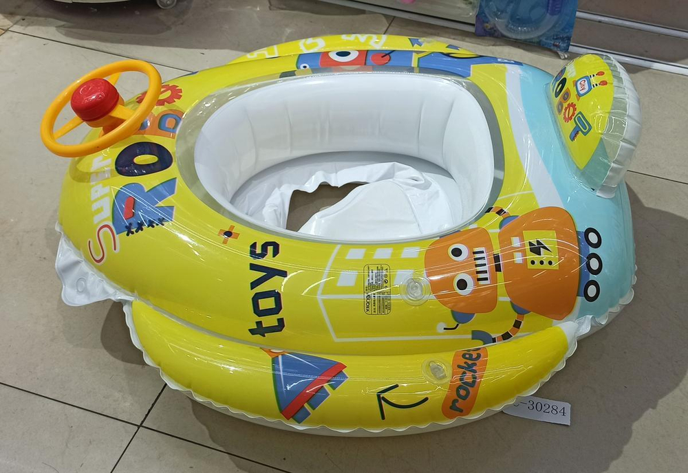 Круг для плавания с прорезами под ноги, Роботы, 2-3 вида микс, с-30284