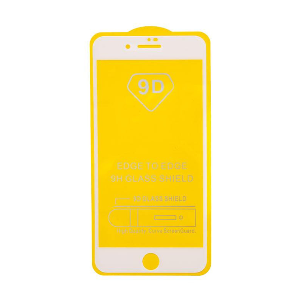 Защитное стекло 9D (ТЕХПАК) для Apple iPhone 6/6S, 3D, белая рамка, 0.3 мм