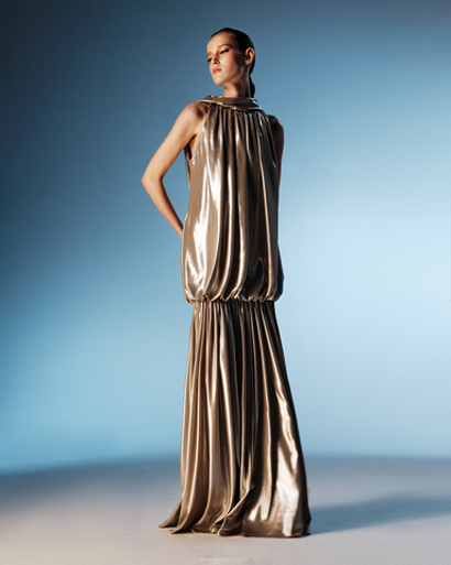 Платье макси из шифона с открытой спиной