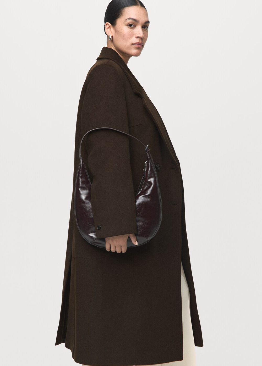 Двубортное пальто с шерстью