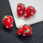 Бусины клубнички, лэмпворк 15мм, стеклянные ягоды