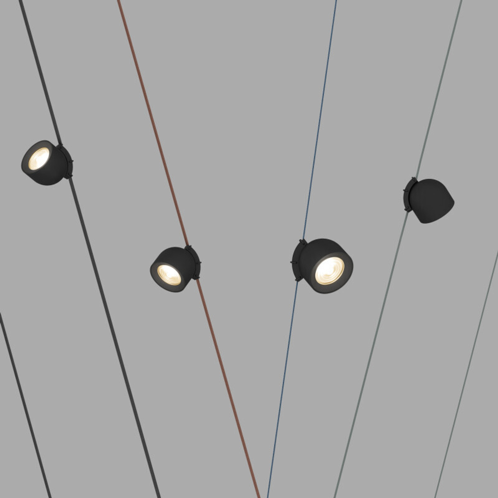 DK5541-BK Поворотный светильник для трека-ремня Belty, серия Spot, со светодиодом, D100*H107мм, 48V DC, 12W, RA90, 38°, 3000K, IP20, черный, алюминий