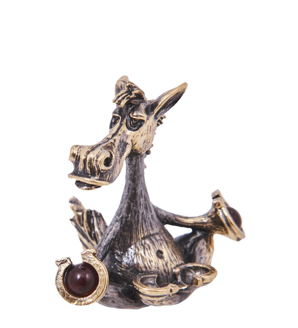 Народные промыслы AM-4187 Фигурка «Лошадь-Дзен» (латунь, янтарь)