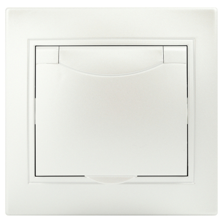 Розетка Intro Plano 1-203-06 с заземлением 2P+E Schuko с крышкой 16А-250В IP20 СУ перламутр