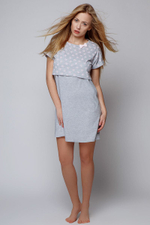 Сорочка Katerina с принтом-сердечками в верхней части (Размер: L) (Цвет: светло-серый)