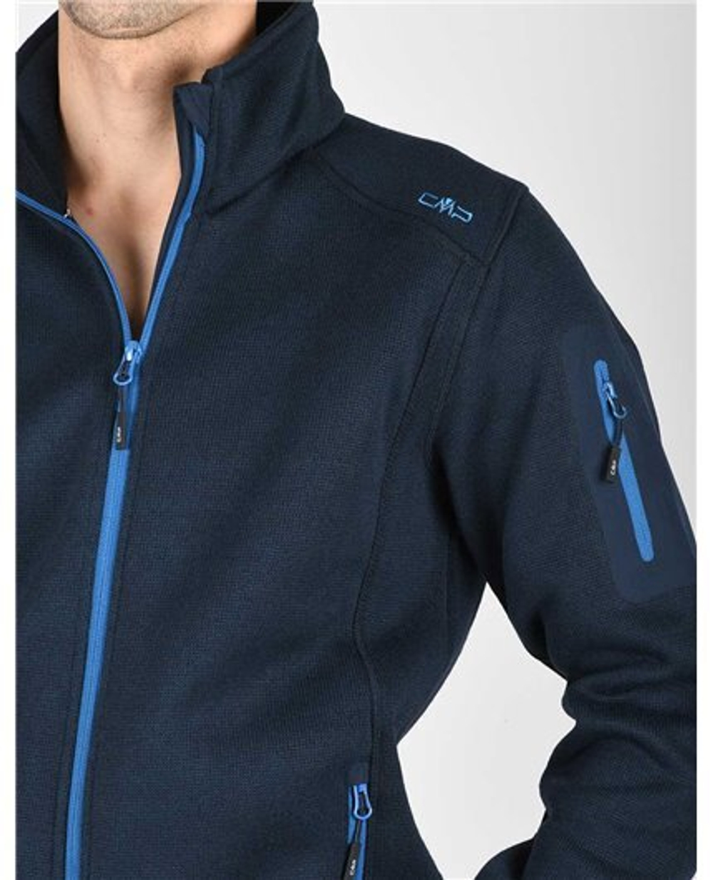 Толстовка флисовая CMP Men's mélange knit-tech heavy fleece, артикул 3H60747N, цвет BLACK BLUE (N950)