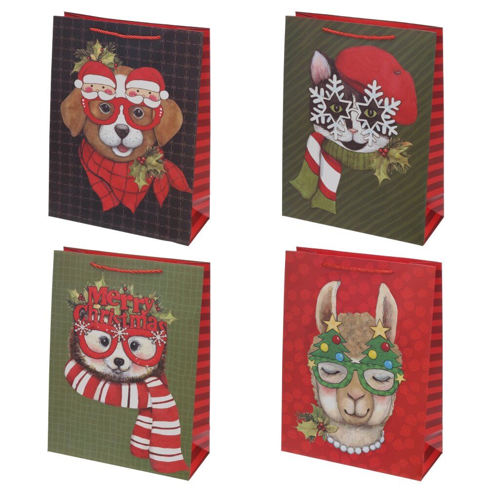 GAEM Пакет подарочный L (бумага 210г/м2, блок 12шт), L30 W12 H40 см, 4в.