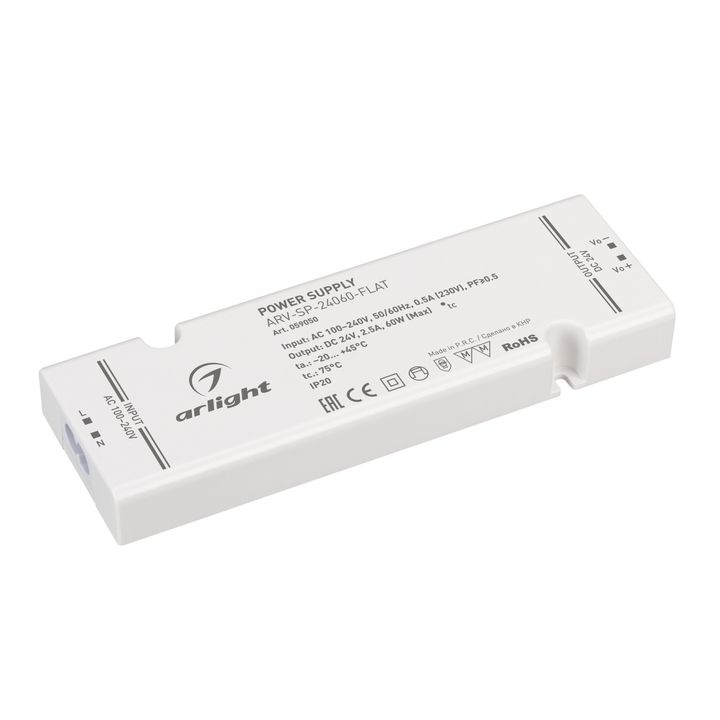 Блок питания ARV-SP-24060-FLAT (24V, 2.5A, 60W) Arlight 059050