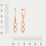 Длинные серьги женские с фианитами из красного золота 585 пробы (арт. 027322-1102)