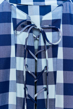 ZARA ПЛАТЬЕ В КЛЕТКУ С ЗАВЯЗКАМИ — ZW COLLECTION, СИНИЙ