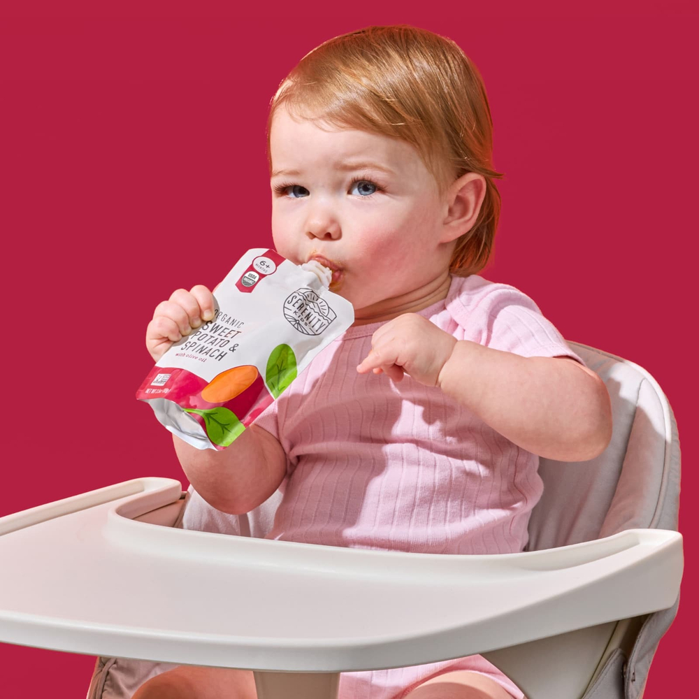 Serenity Kids, Органический батат и шпинат с оливковым маслом, от 6 месяцев, 99 г (3,5 унции)
