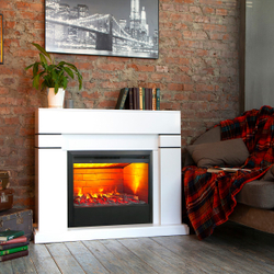 Электрокамин RealFlame Lindelse 26 WT белый с очагом 3D Helios 26