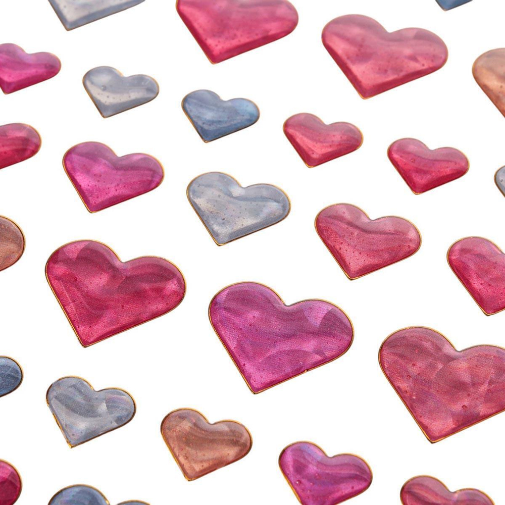 Наклейки Сердечки с голографическим эффектом 20*11см, микс цветов