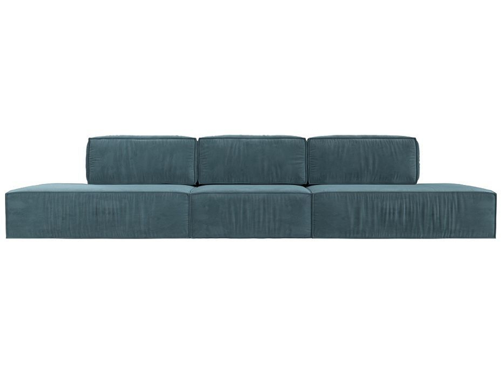 Диван прямой Прага лофт лонг, Бирюзовый, Велюр, 116661