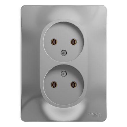 Розетка двухместная Systeme Electric Glossa Алюм б/з в сборе 16А