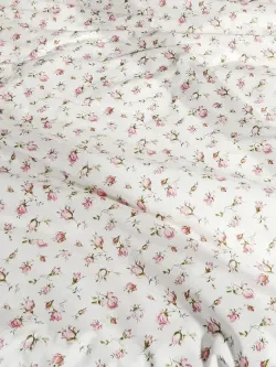 Декоративная наволочка с рюшами, оборками "Розовые бутоны" 50х70 см, 1 шт, без молнии