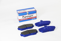 Колодка дискового тормоза а/м ГАЗ-3302 Волга, ГАЗель, Соболь передняя (к-т 4 шт.) (кат 3302-3501080) синяя коробка NIPPON