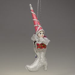 Ёлочная игрушка Гном в парчовом сапожке