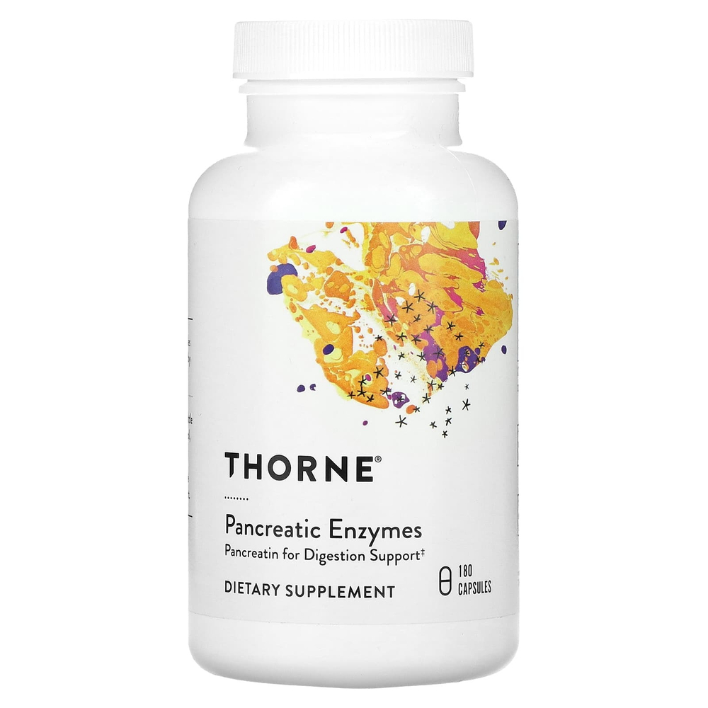 Thorne, Ферменты поджелудочной железы, 180 капсул (500 мг на капсулу)