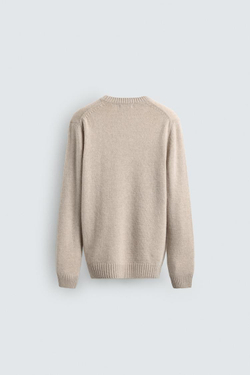 ZARA СВИТЕР КЛАССИЧЕСКОГО КРОЯ ИЗ СМЕСОВОЙ ШЕРСТИ, РЫЖЕВАТО-КОРИЧНЕВЫЙ