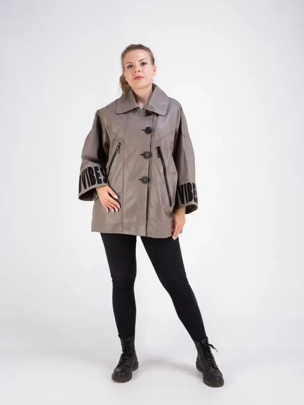 Куртка кожаная из натуральной кожи оверсайз Турция